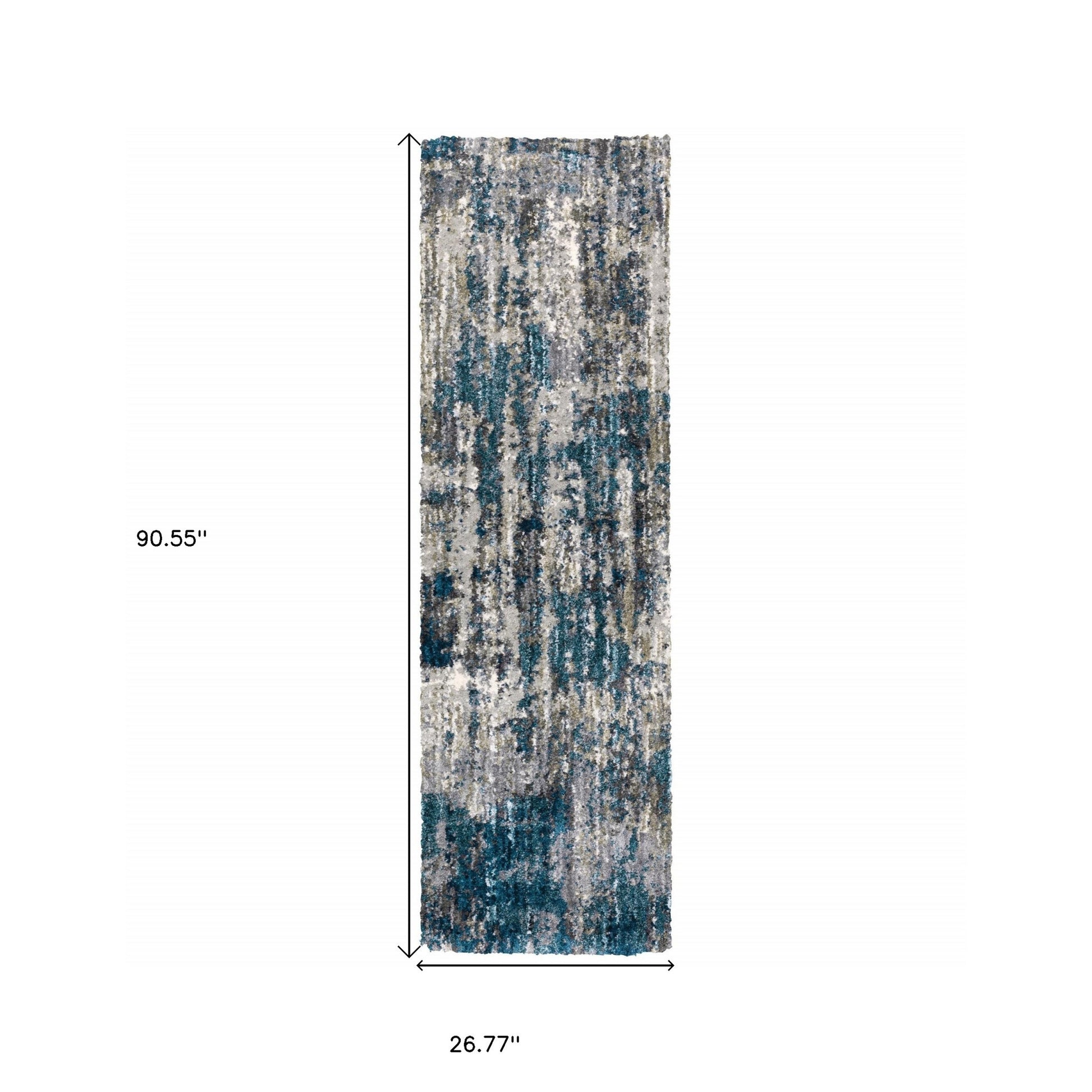 2' X 8' Grey And Blue Grey Skies Runner Rug-Area Rugs-DECOROLALA