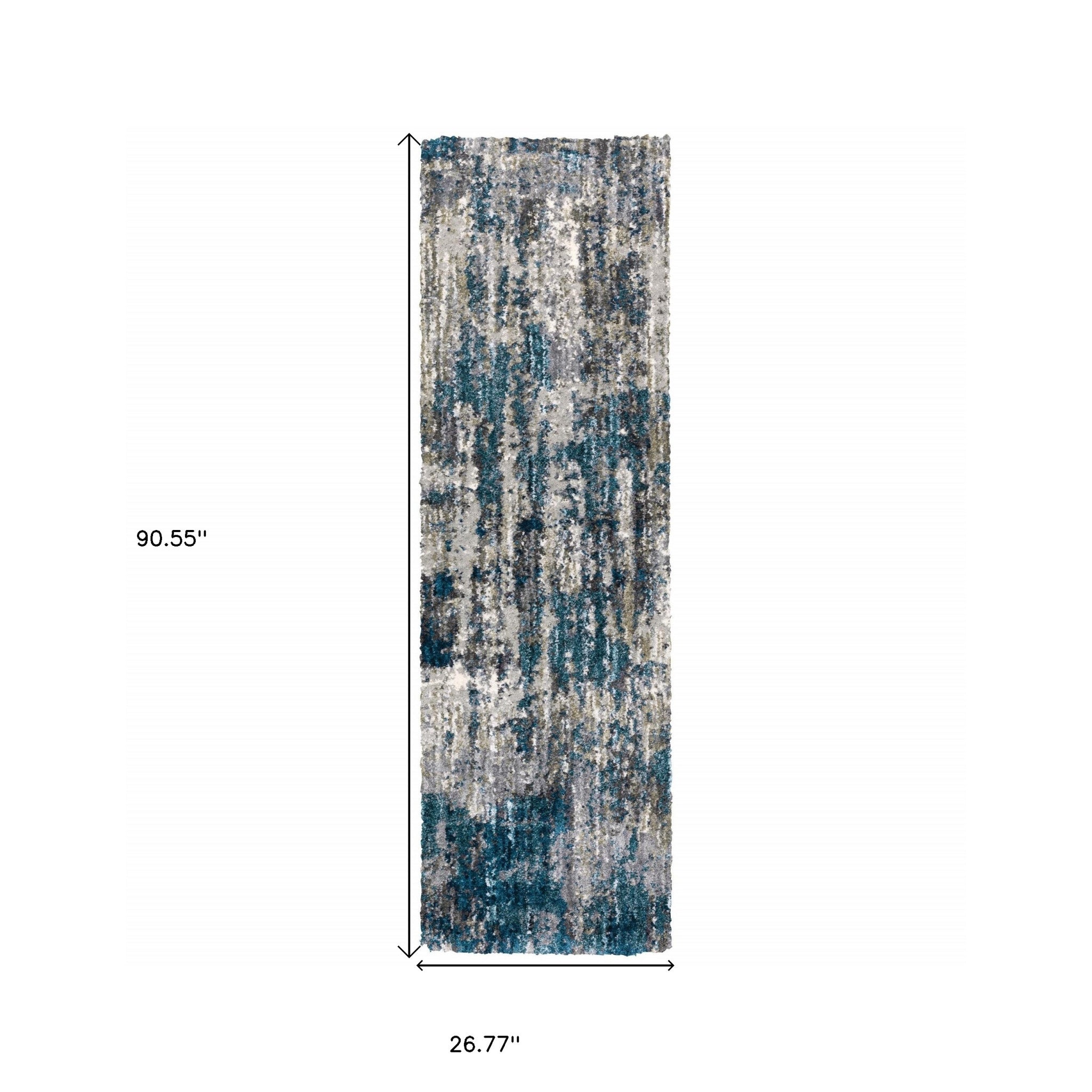 2' X 8' Grey And Blue Grey Skies Runner Rug-Area Rugs-DECOROLALA