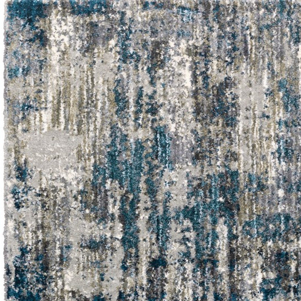 2' X 8' Grey And Blue Grey Skies Runner Rug-Area Rugs-DECOROLALA