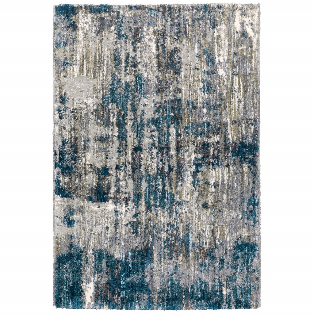 2' X 8' Grey And Blue Grey Skies Runner Rug-Area Rugs-DECOROLALA