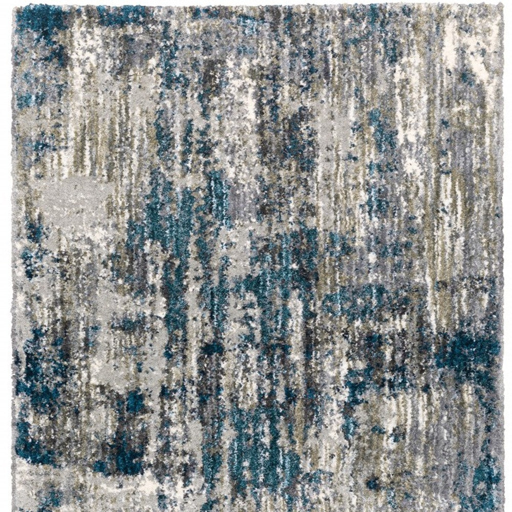 2' X 8' Grey And Blue Grey Skies Runner Rug-Area Rugs-DECOROLALA