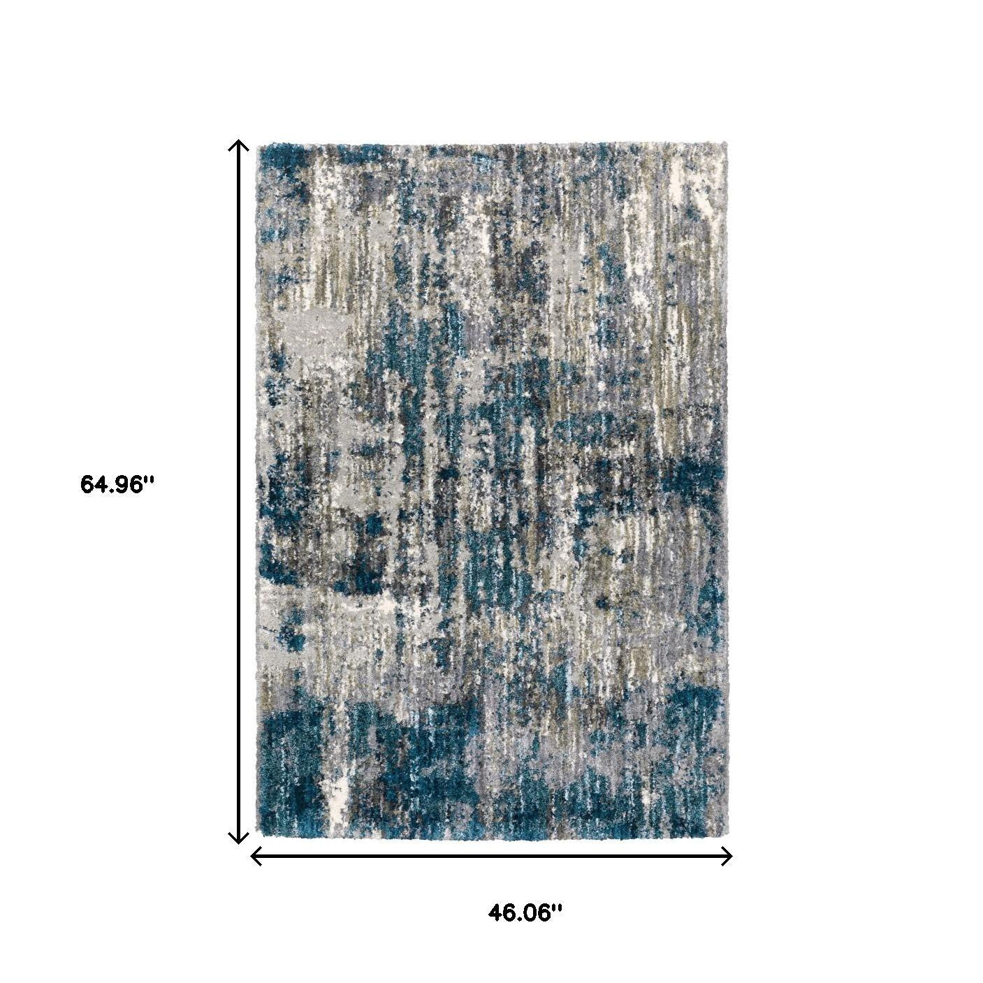 2' X 8' Grey And Blue Grey Skies Runner Rug-Area Rugs-DECOROLALA