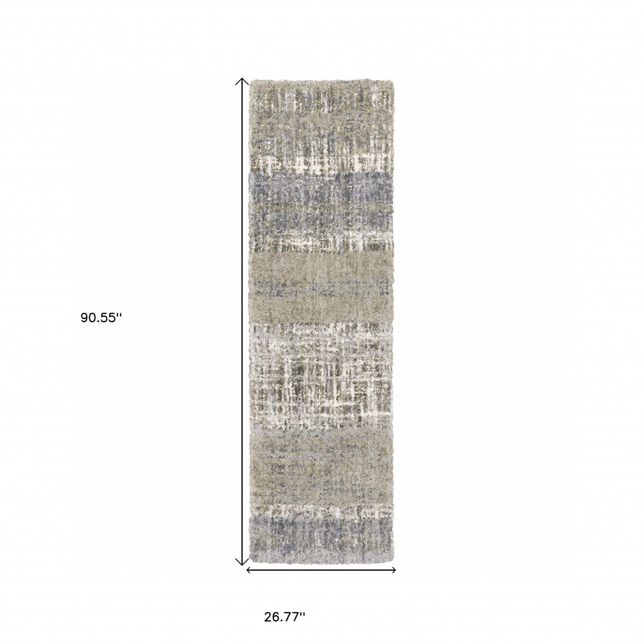 2' X 8' Grey And Ivory Abstract Lines Runner Rug-Area Rugs-DECOROLALA
