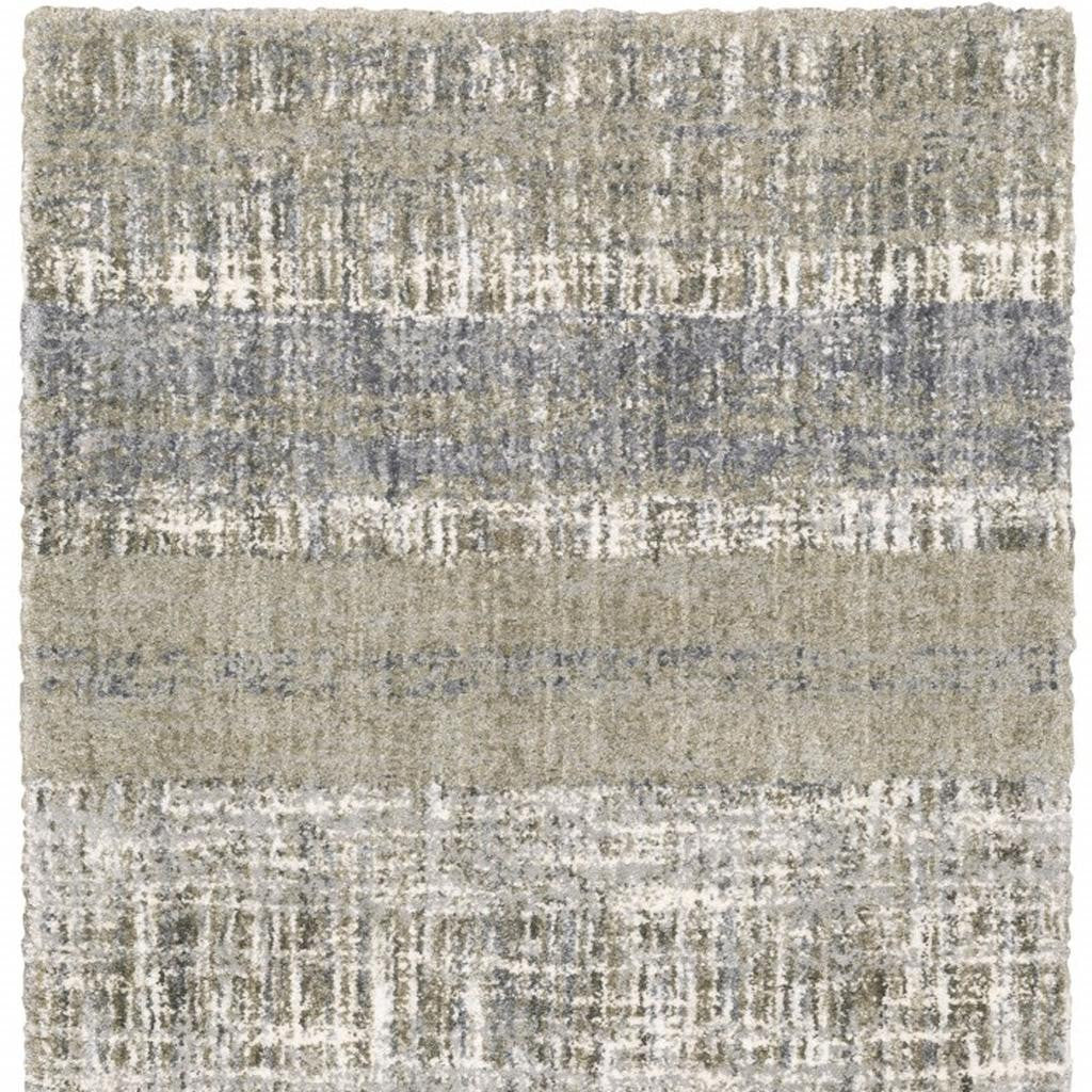 2' X 8' Grey And Ivory Abstract Lines Runner Rug-Area Rugs-DECOROLALA