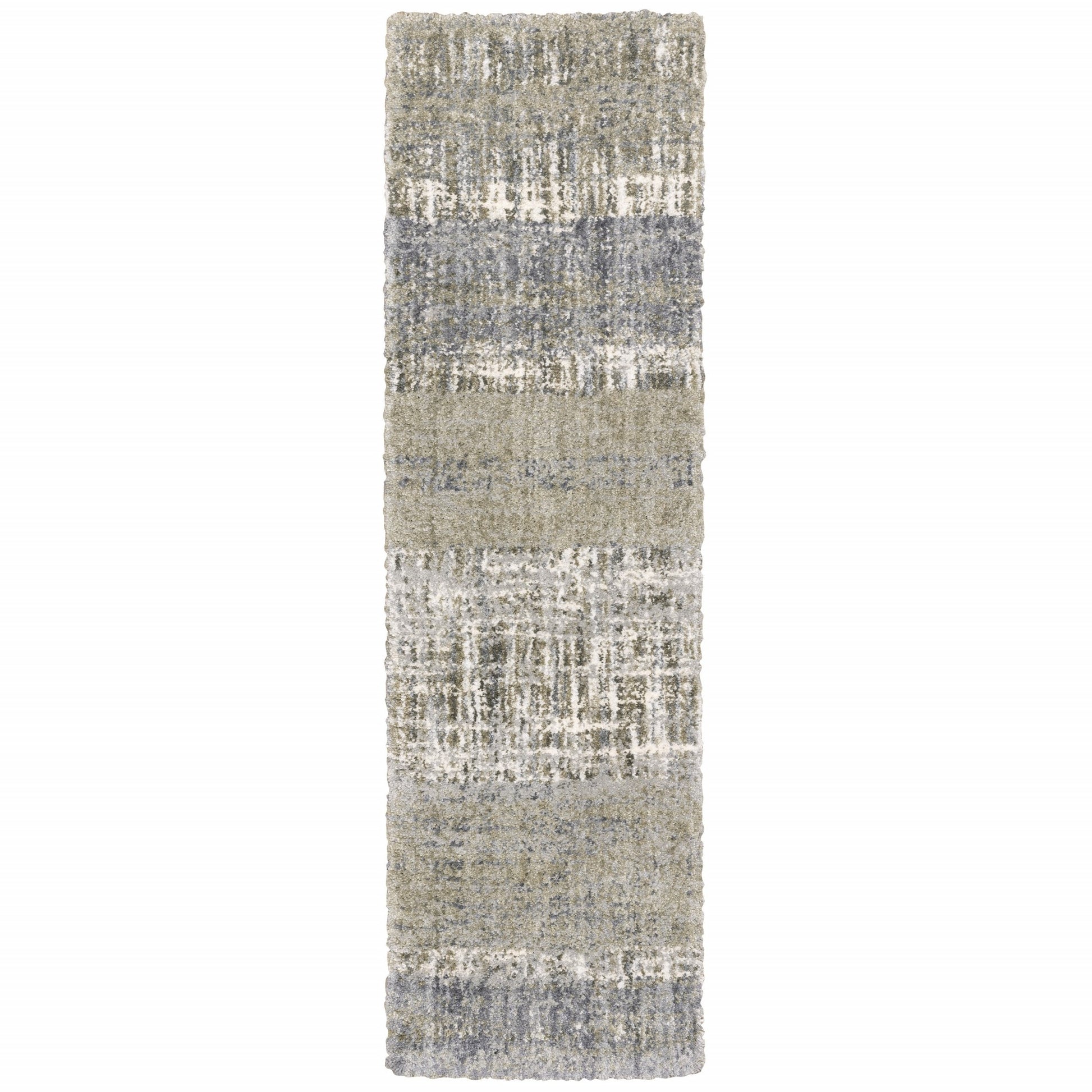 2' X 8' Grey And Ivory Abstract Lines Runner Rug-Area Rugs-DECOROLALA
