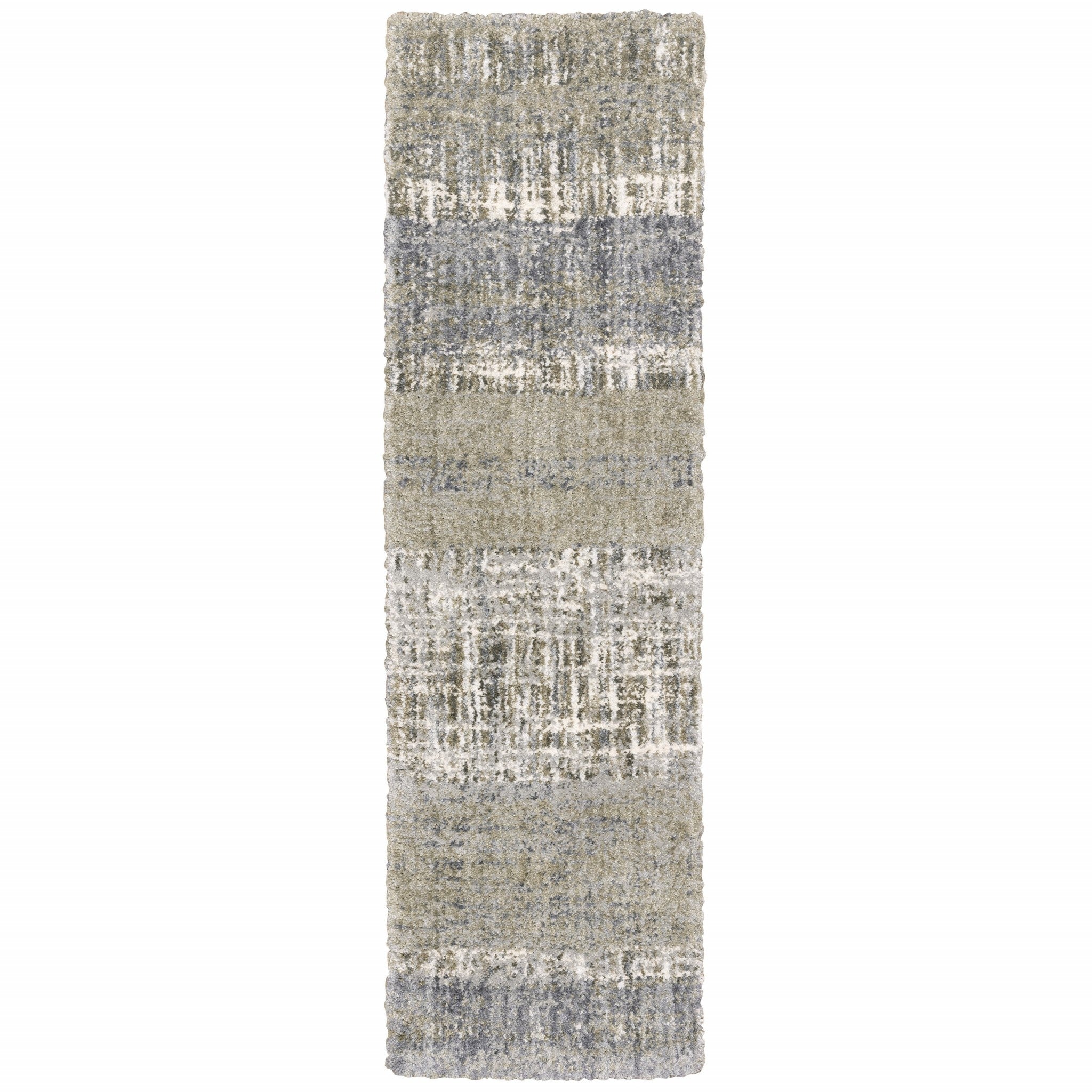 2' X 8' Grey And Ivory Abstract Lines Runner Rug-Area Rugs-DECOROLALA