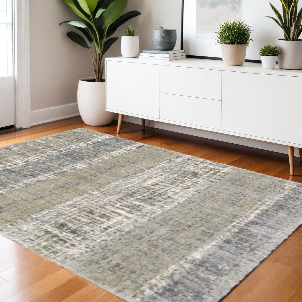 2' X 8' Grey And Ivory Abstract Lines Runner Rug-Area Rugs-DECOROLALA