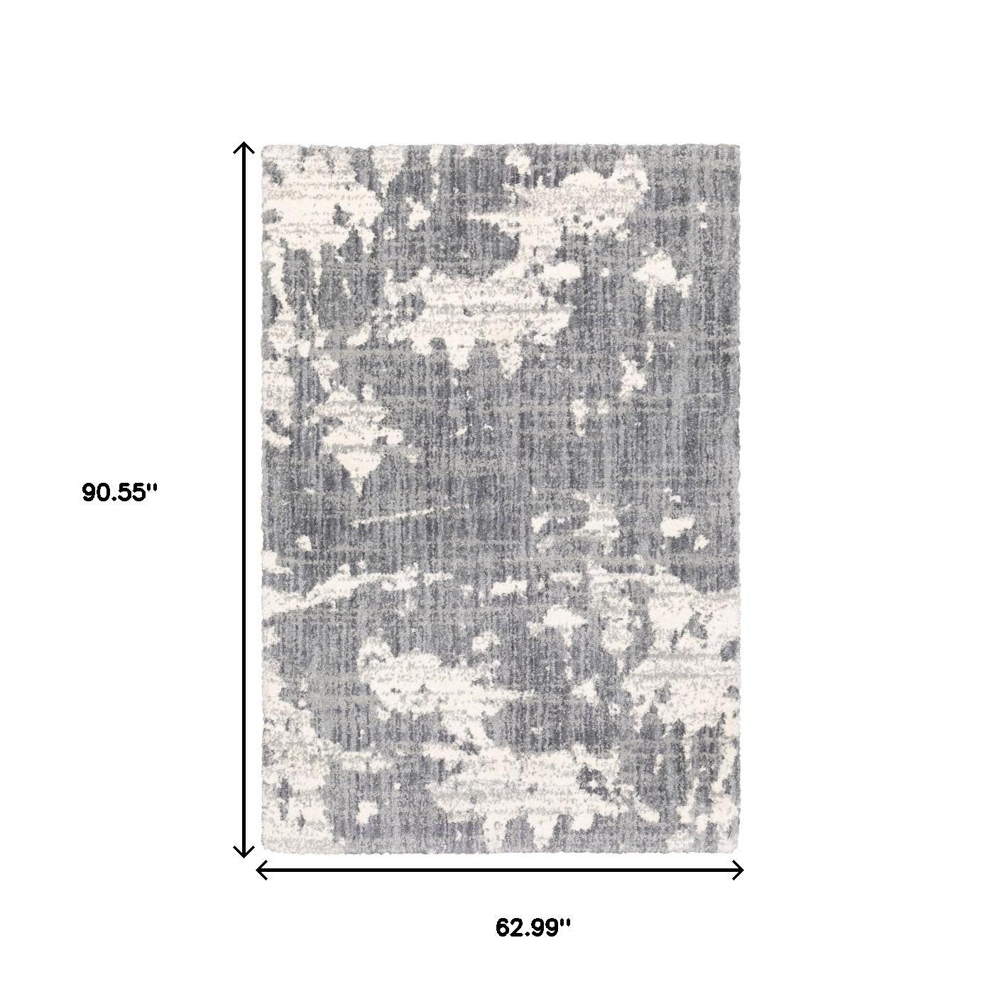 2' X 8' Grey And Ivory Grey Matter Runner Rug-Area Rugs-DECOROLALA
