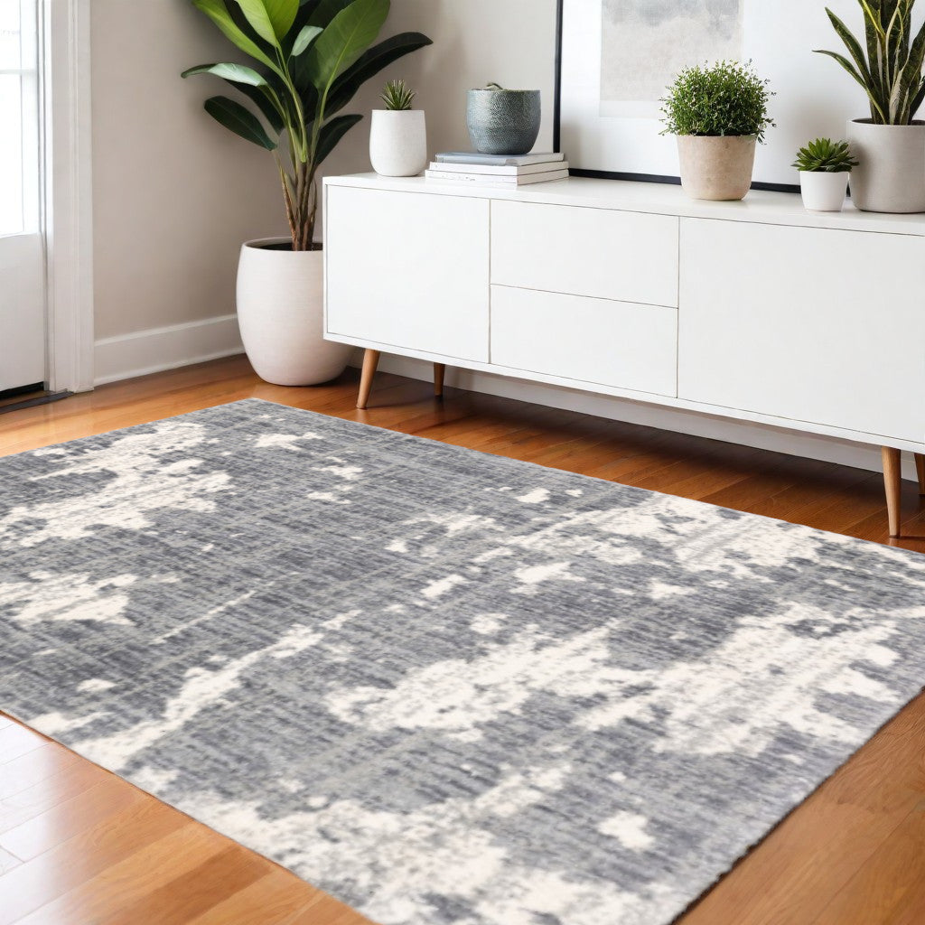 2' X 8' Grey And Ivory Grey Matter Runner Rug-Area Rugs-DECOROLALA