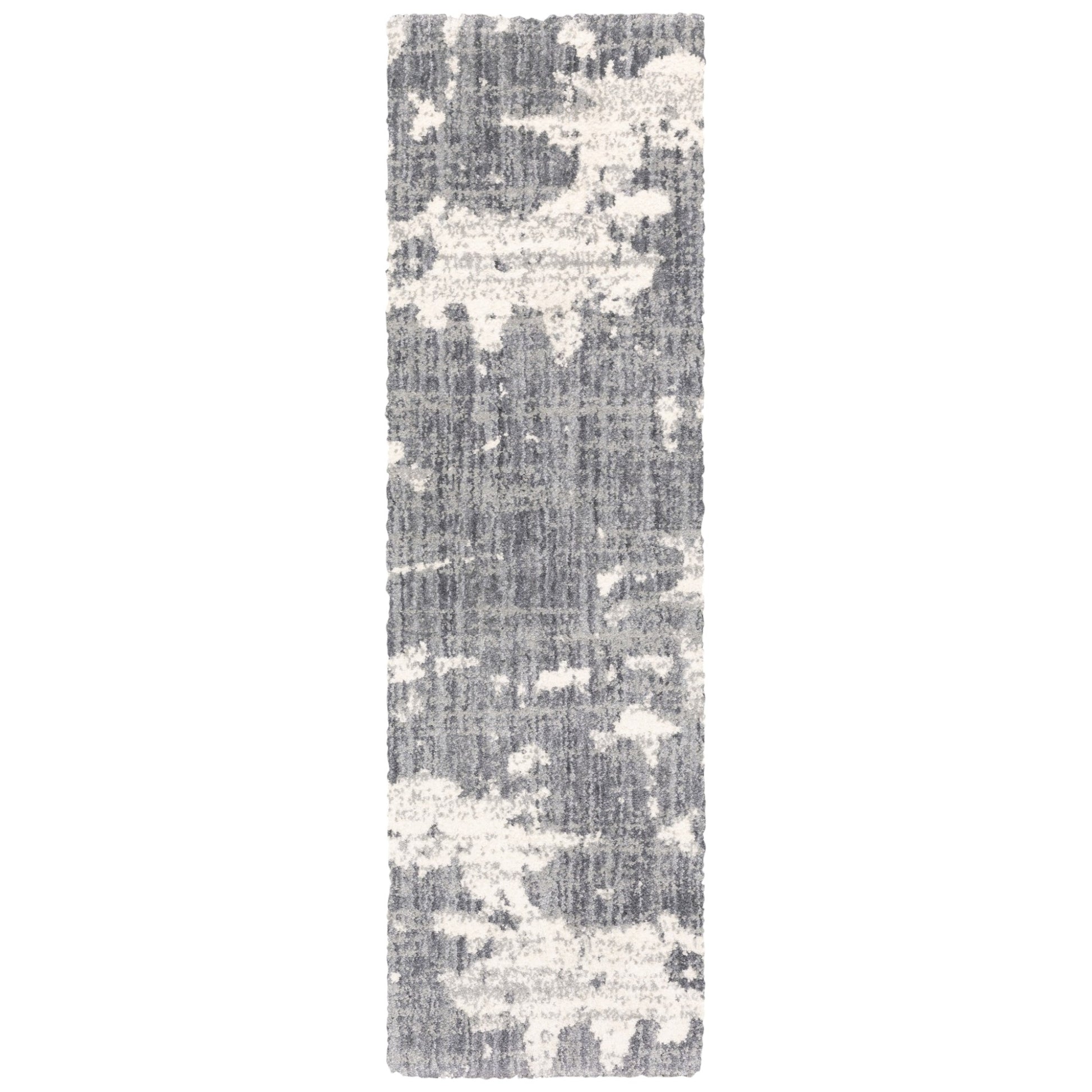 2' X 8' Grey And Ivory Grey Matter Runner Rug-Area Rugs-DECOROLALA