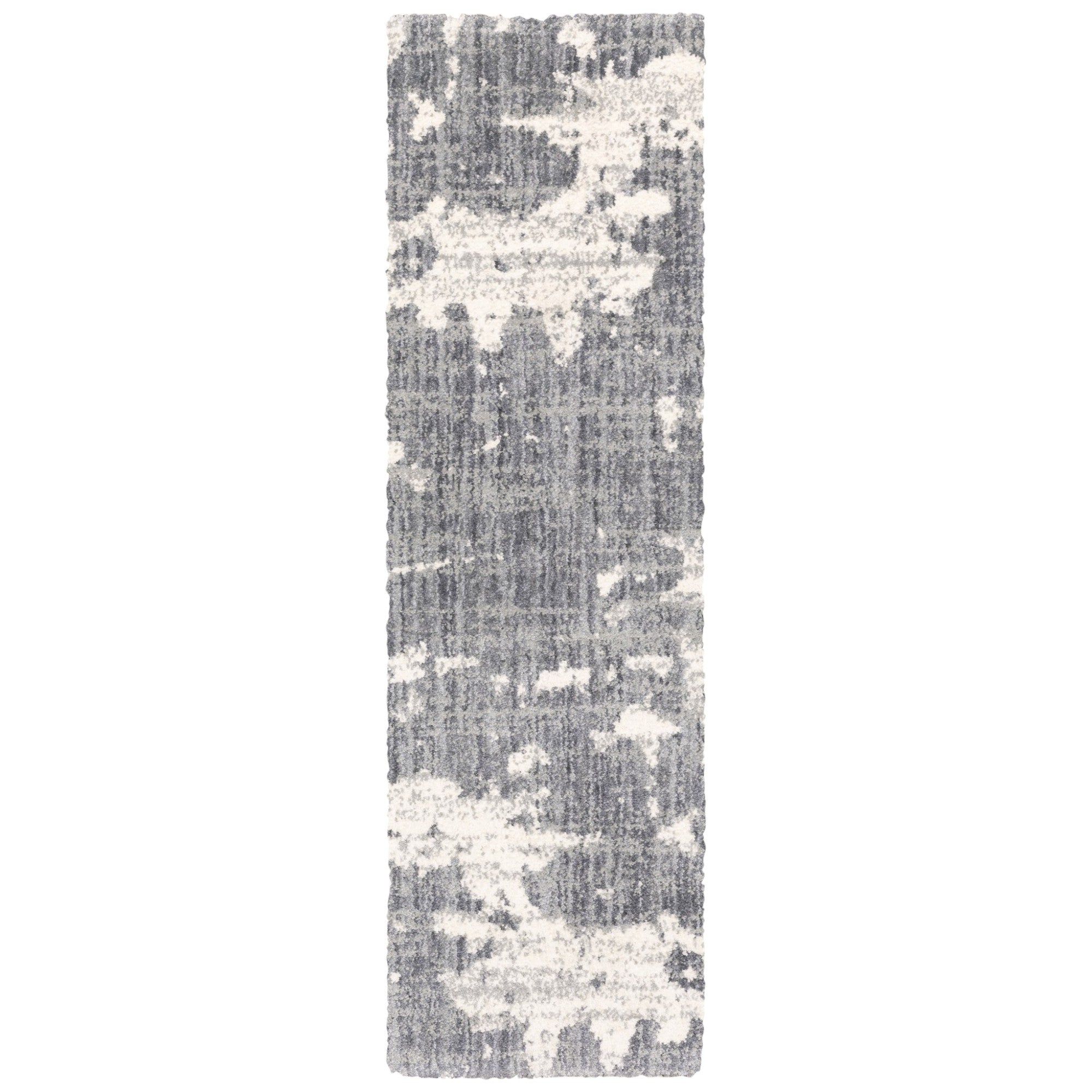 2' X 8' Grey And Ivory Grey Matter Runner Rug-Area Rugs-DECOROLALA
