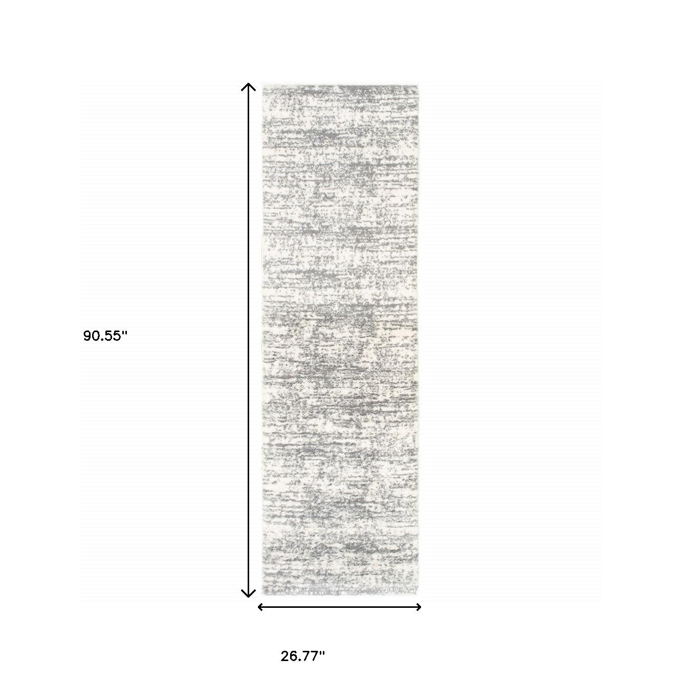 2' X 8' Ivory And Gray Abstract Strokes Runner Rug-Area Rugs-DECOROLALA