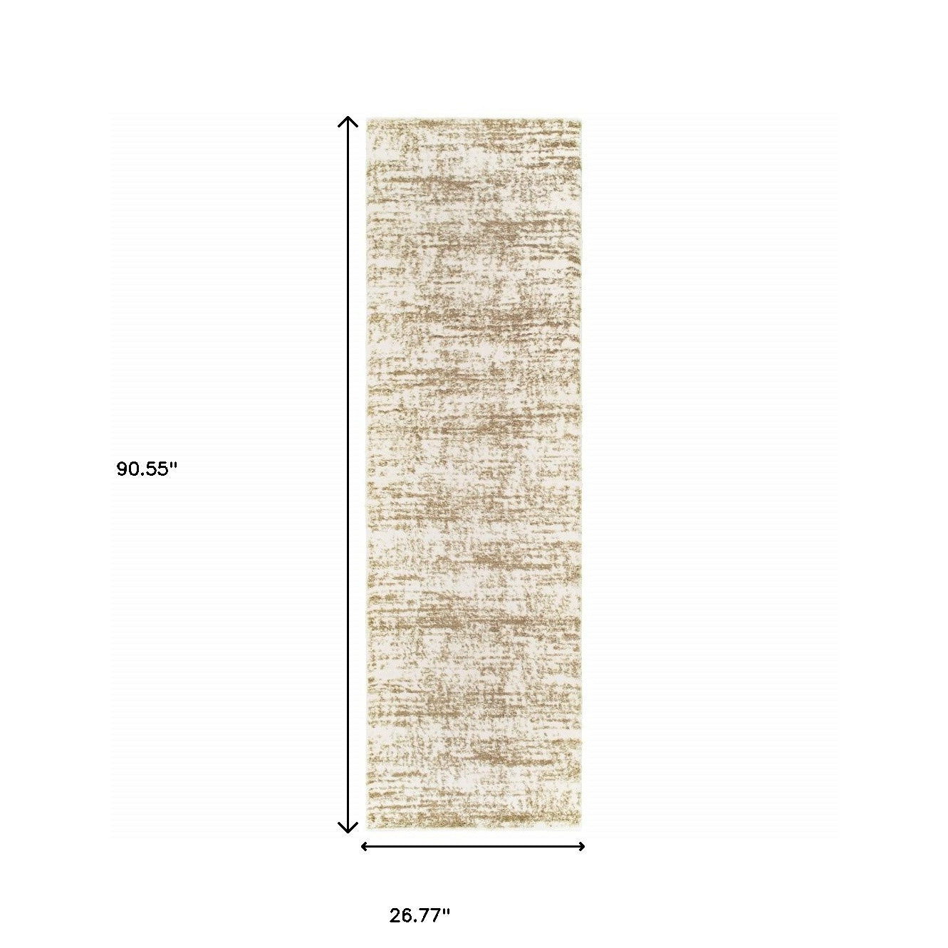 2' X 8' Ivory And Gray Abstract Strokes Runner Rug-Area Rugs-DECOROLALA