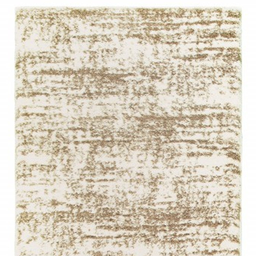 2' X 8' Ivory And Gray Abstract Strokes Runner Rug-Area Rugs-DECOROLALA
