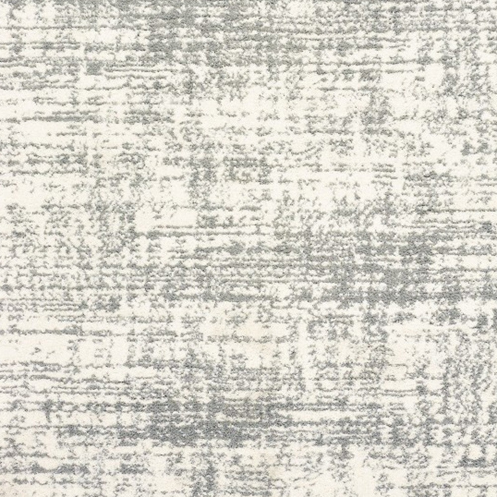 2' X 8' Ivory And Gray Abstract Strokes Runner Rug-Area Rugs-DECOROLALA