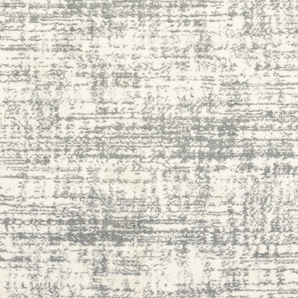 2' X 8' Ivory And Gray Abstract Strokes Runner Rug-Area Rugs-DECOROLALA