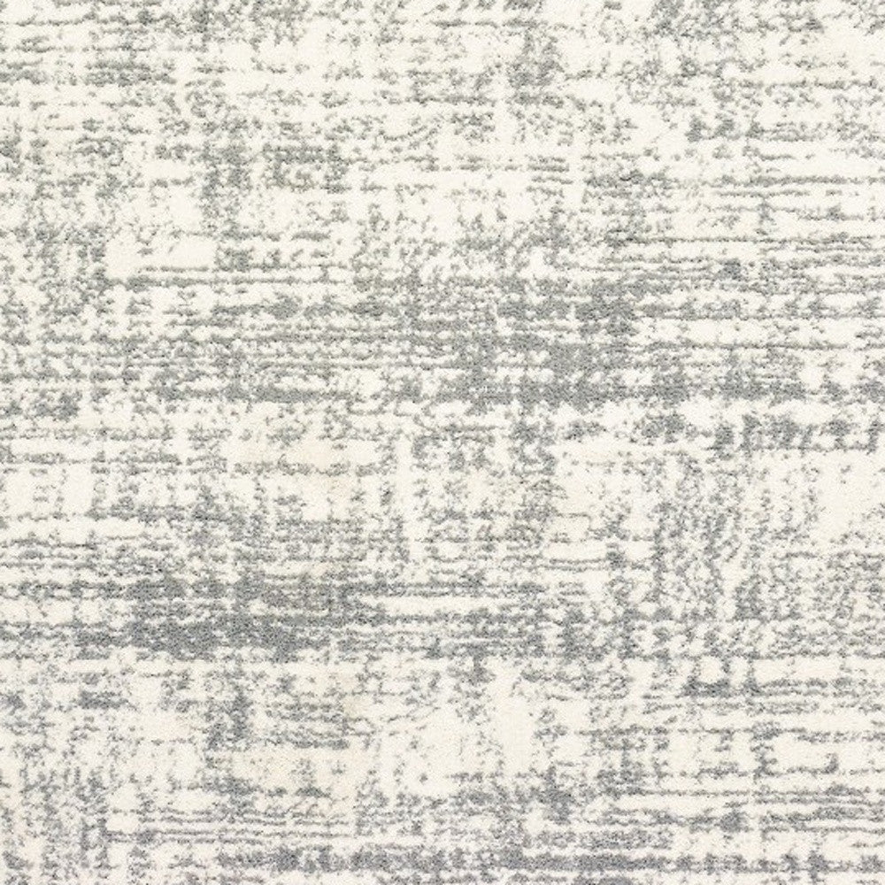 2' X 8' Ivory And Gray Abstract Strokes Runner Rug-Area Rugs-DECOROLALA