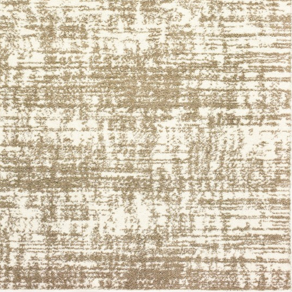 2' X 8' Ivory And Gray Abstract Strokes Runner Rug-Area Rugs-DECOROLALA
