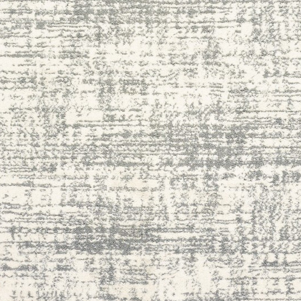 2' X 8' Ivory And Gray Abstract Strokes Runner Rug-Area Rugs-DECOROLALA
