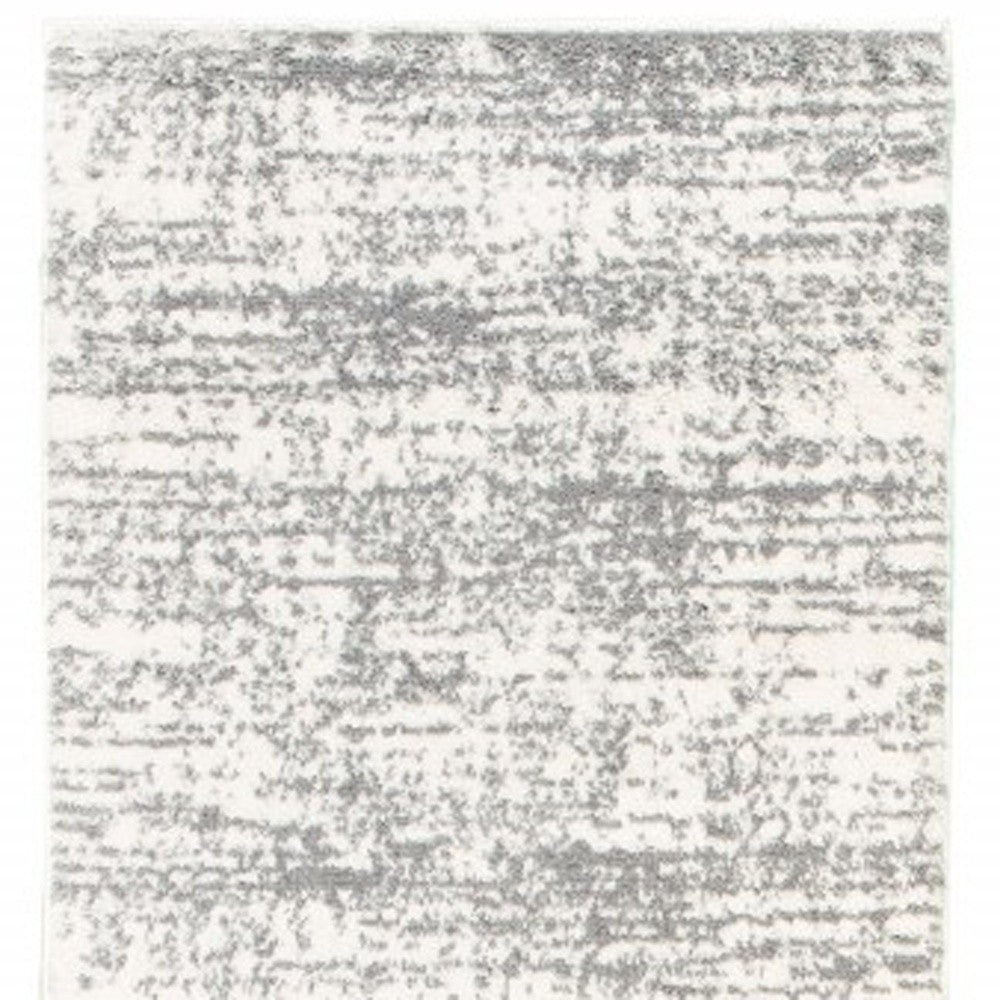 2' X 8' Ivory And Gray Abstract Strokes Runner Rug-Area Rugs-DECOROLALA