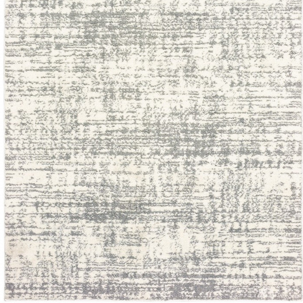 2' X 8' Ivory And Gray Abstract Strokes Runner Rug-Area Rugs-DECOROLALA