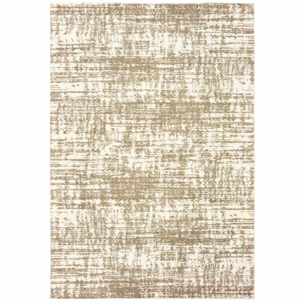 2' X 8' Ivory And Gray Abstract Strokes Runner Rug-Area Rugs-DECOROLALA