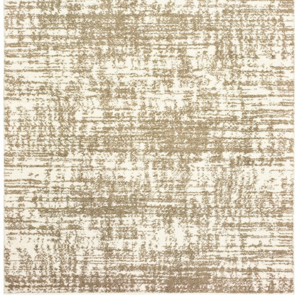 2' X 8' Ivory And Gray Abstract Strokes Runner Rug-Area Rugs-DECOROLALA