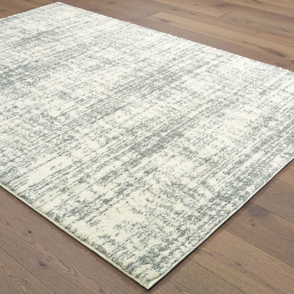 2' X 8' Ivory And Gray Abstract Strokes Runner Rug-Area Rugs-DECOROLALA