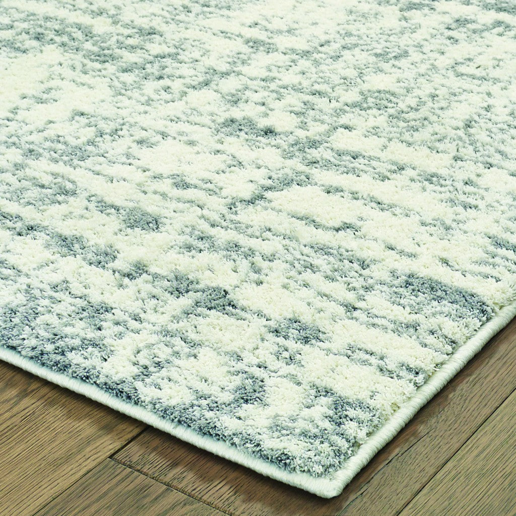 2' X 8' Ivory And Gray Abstract Strokes Runner Rug-Area Rugs-DECOROLALA