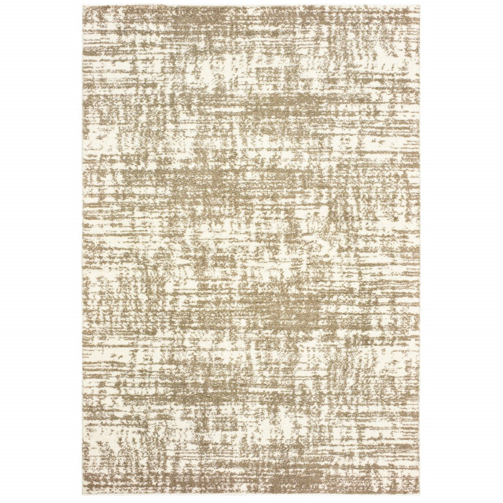 2' X 8' Ivory And Gray Abstract Strokes Runner Rug-Area Rugs-DECOROLALA