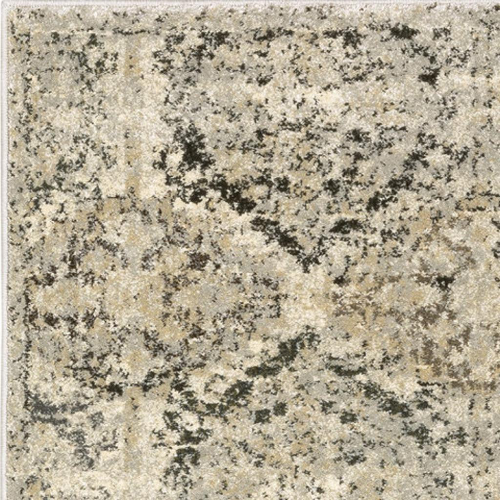 2' X 8' Ivory And Gray Floral Trellis Indoor Runner Rug-Area Rugs-DECOROLALA