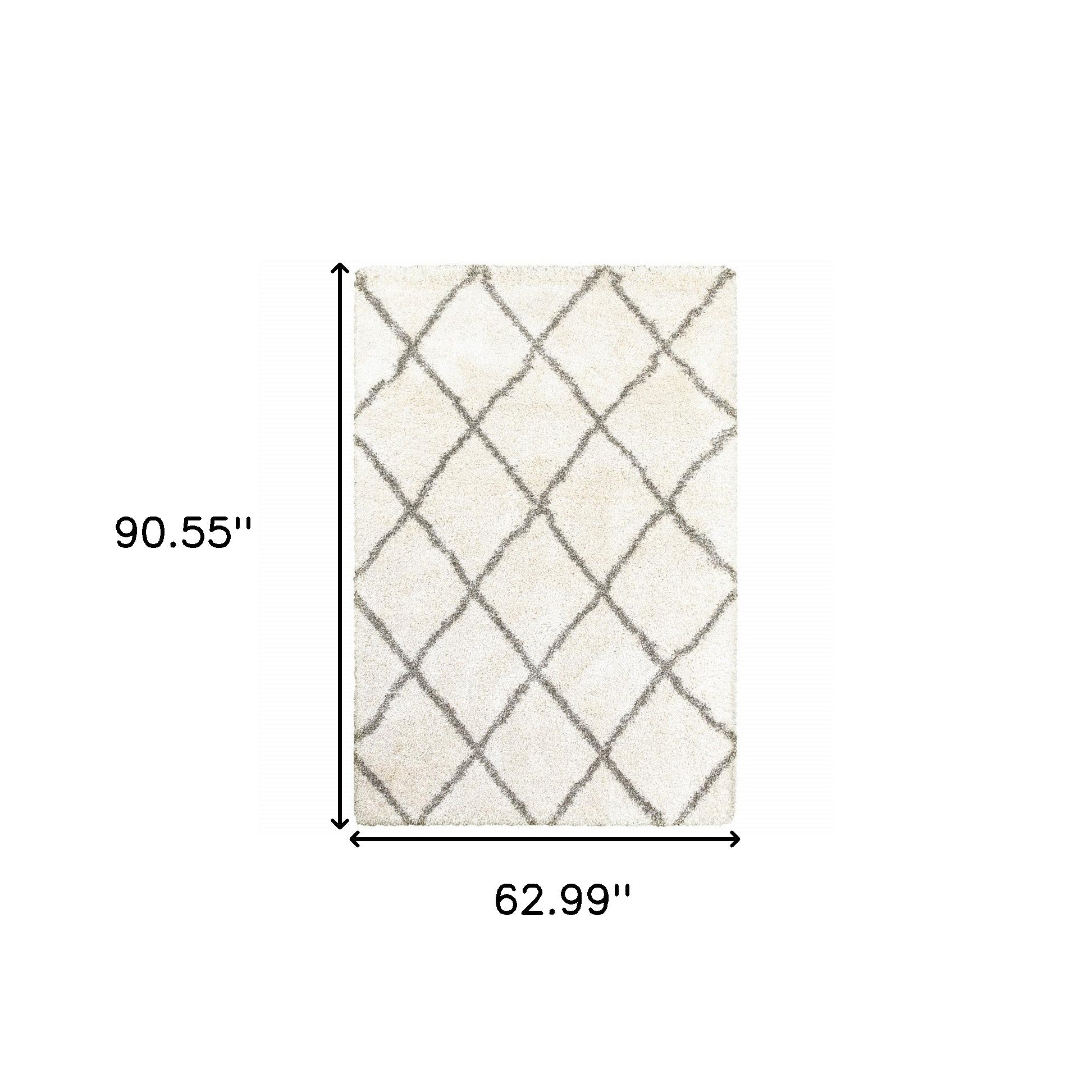 2' X 8' Ivory And Gray Geometric Lattice Runner Rug-Area Rugs-DECOROLALA