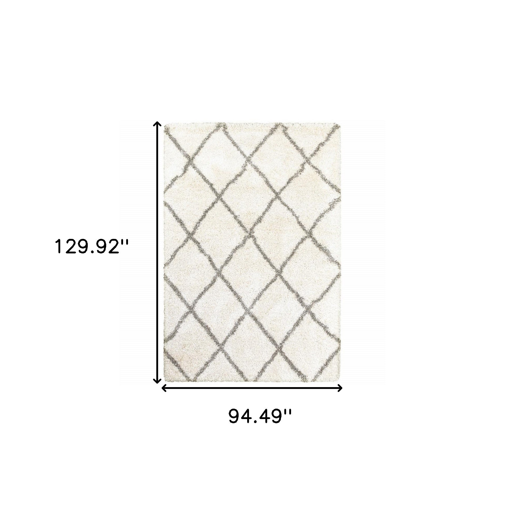 2' X 8' Ivory And Gray Geometric Lattice Runner Rug-Area Rugs-DECOROLALA