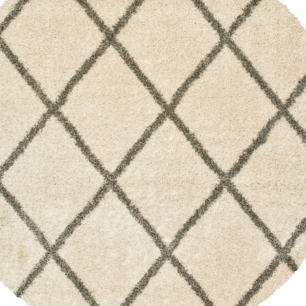 2' X 8' Ivory And Gray Geometric Lattice Runner Rug-Area Rugs-DECOROLALA