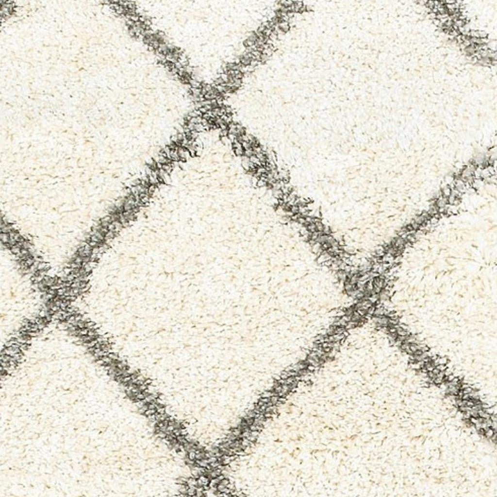 2' X 8' Ivory And Gray Geometric Lattice Runner Rug-Area Rugs-DECOROLALA