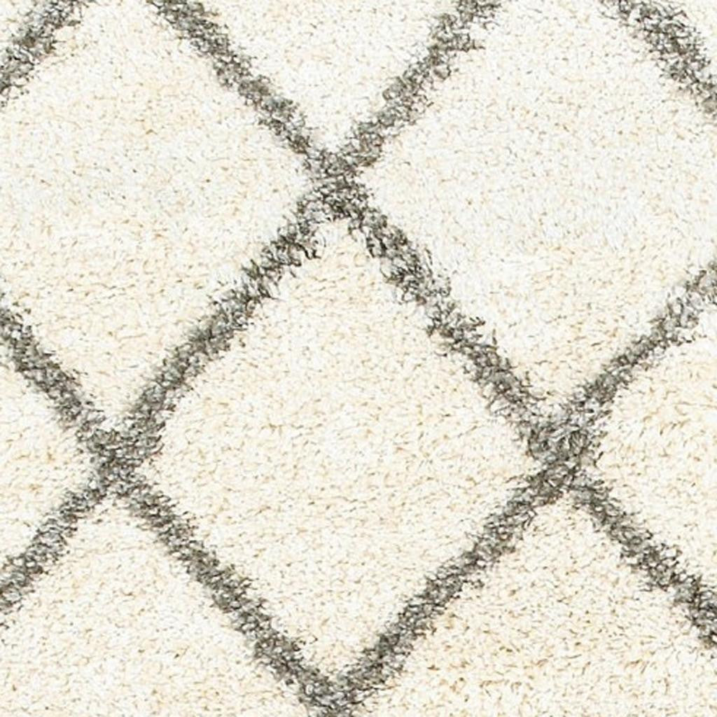 2' X 8' Ivory And Gray Geometric Lattice Runner Rug-Area Rugs-DECOROLALA