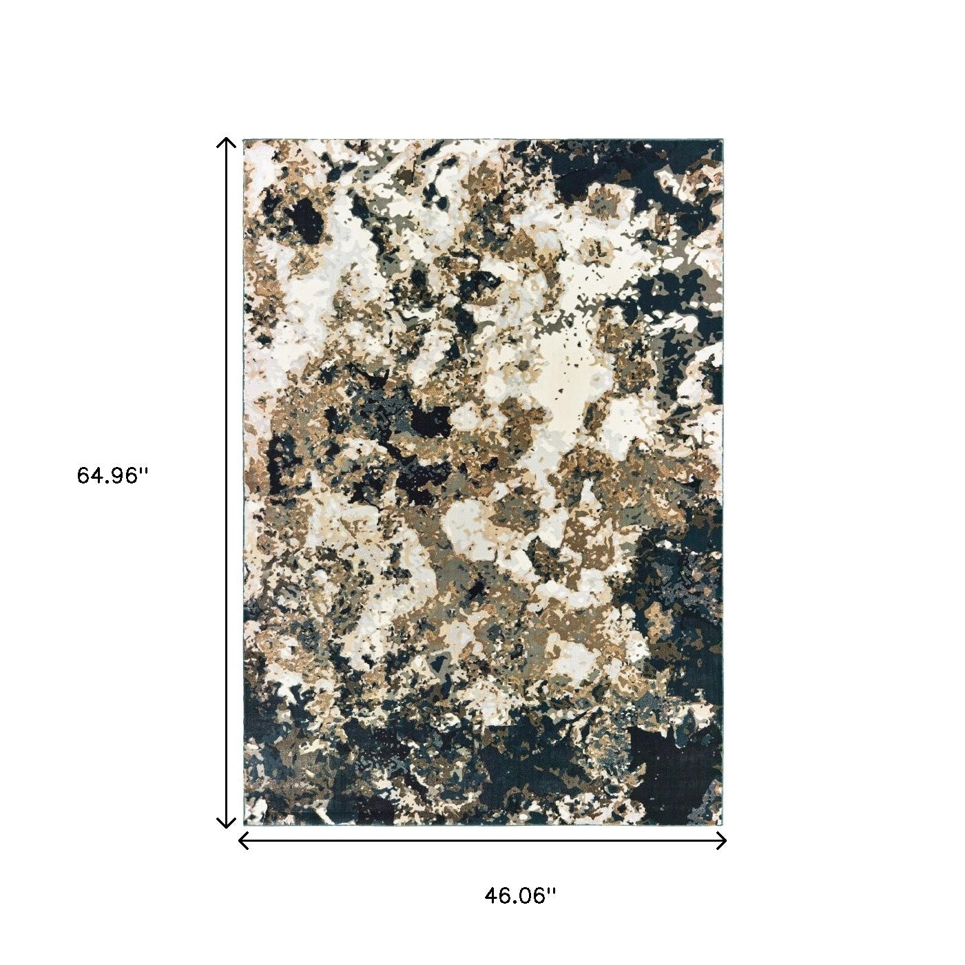 2' X 8' Ivory Navy Abstract Marble Indoor Runner Rug-Area Rugs-DECOROLALA