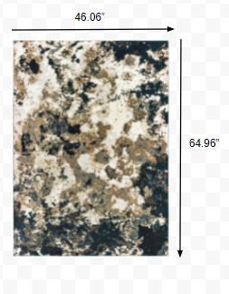 2' X 8' Ivory Navy Abstract Marble Indoor Runner Rug-Area Rugs-DECOROLALA