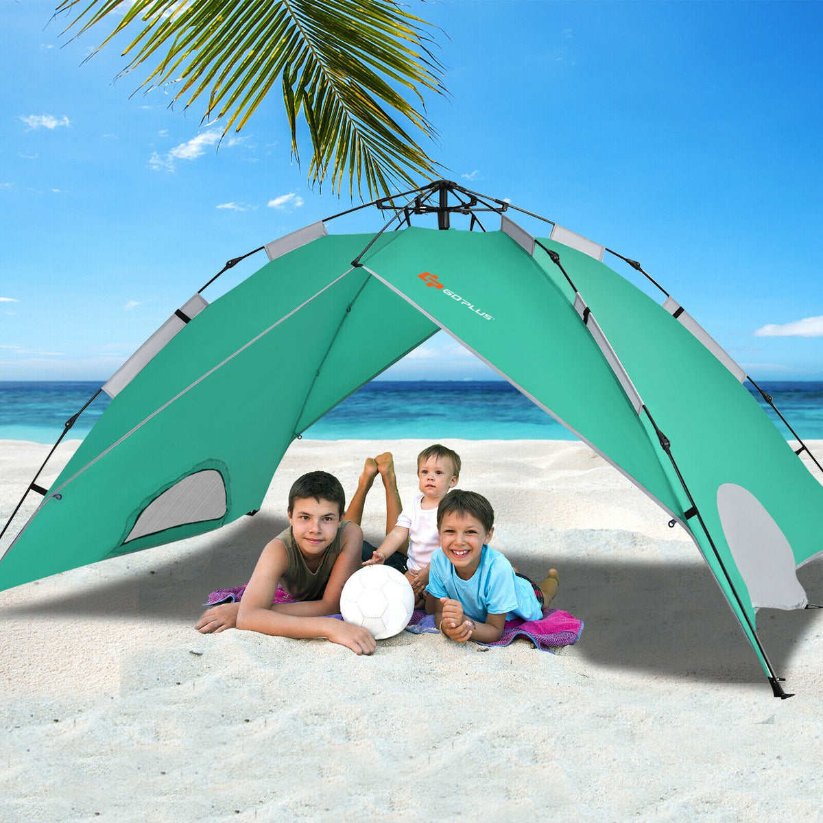 2-in-1 4 Person Instant Pop-up Waterproof Camping Tent-Green-Tents-DECOROLALA