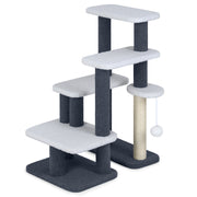 2-in-1 Cat Stairs Cat Tree Tower with Scratching Posts and Hanging Toy Ball-Gray-Cat Trees & Scratchers-DECOROLALA