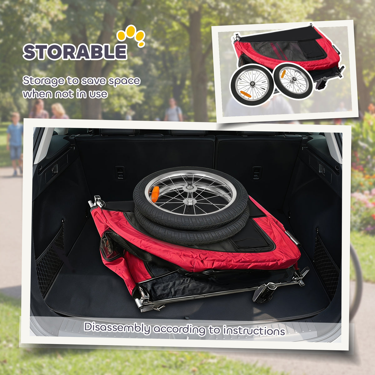 2-in-1 Dog Bike Trailer & Pet Stroller - Red/Black-Dogs-DECOROLALA