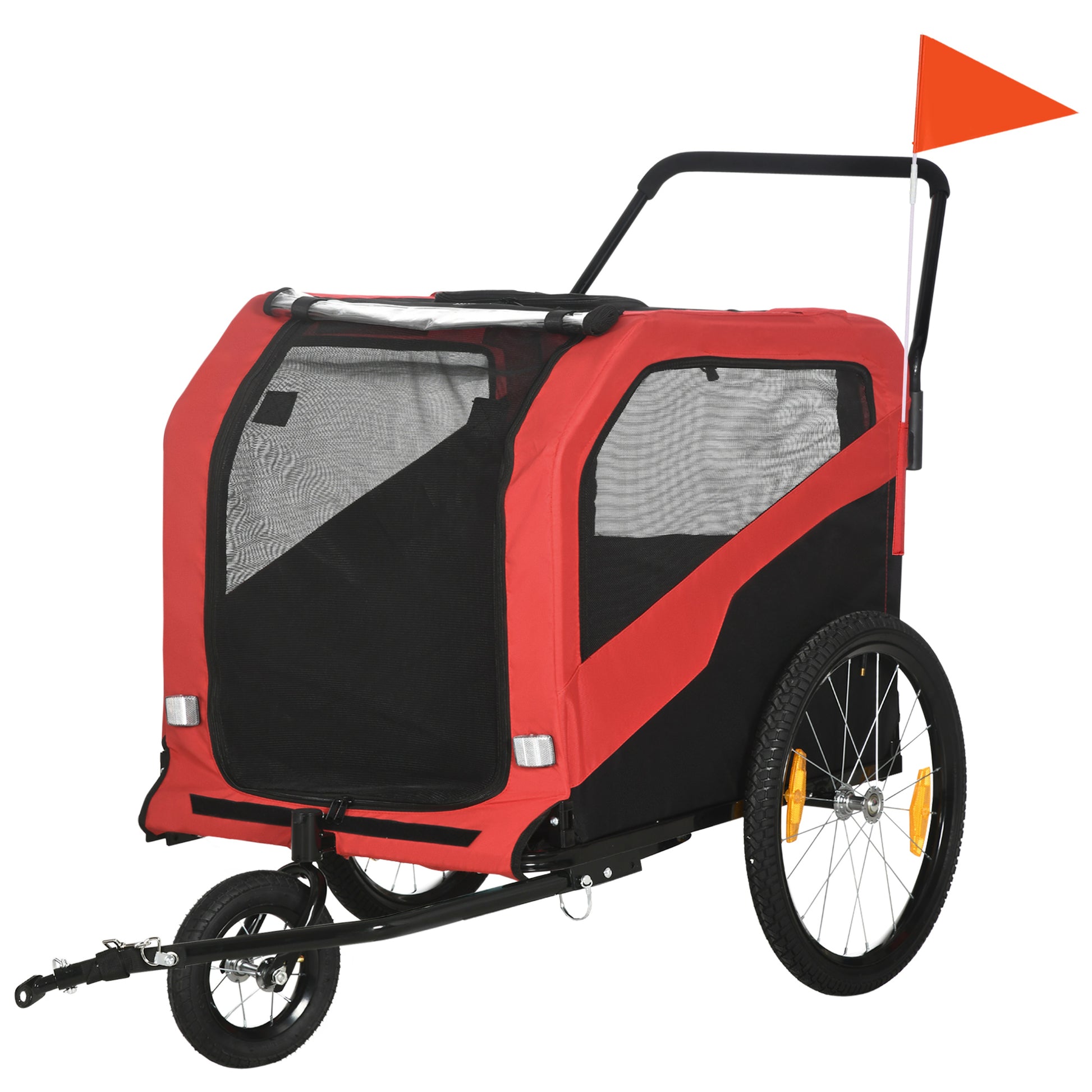 2-in-1 Dog Bike Trailer & Stroller for Large Dogs - Red-DECOROLALA