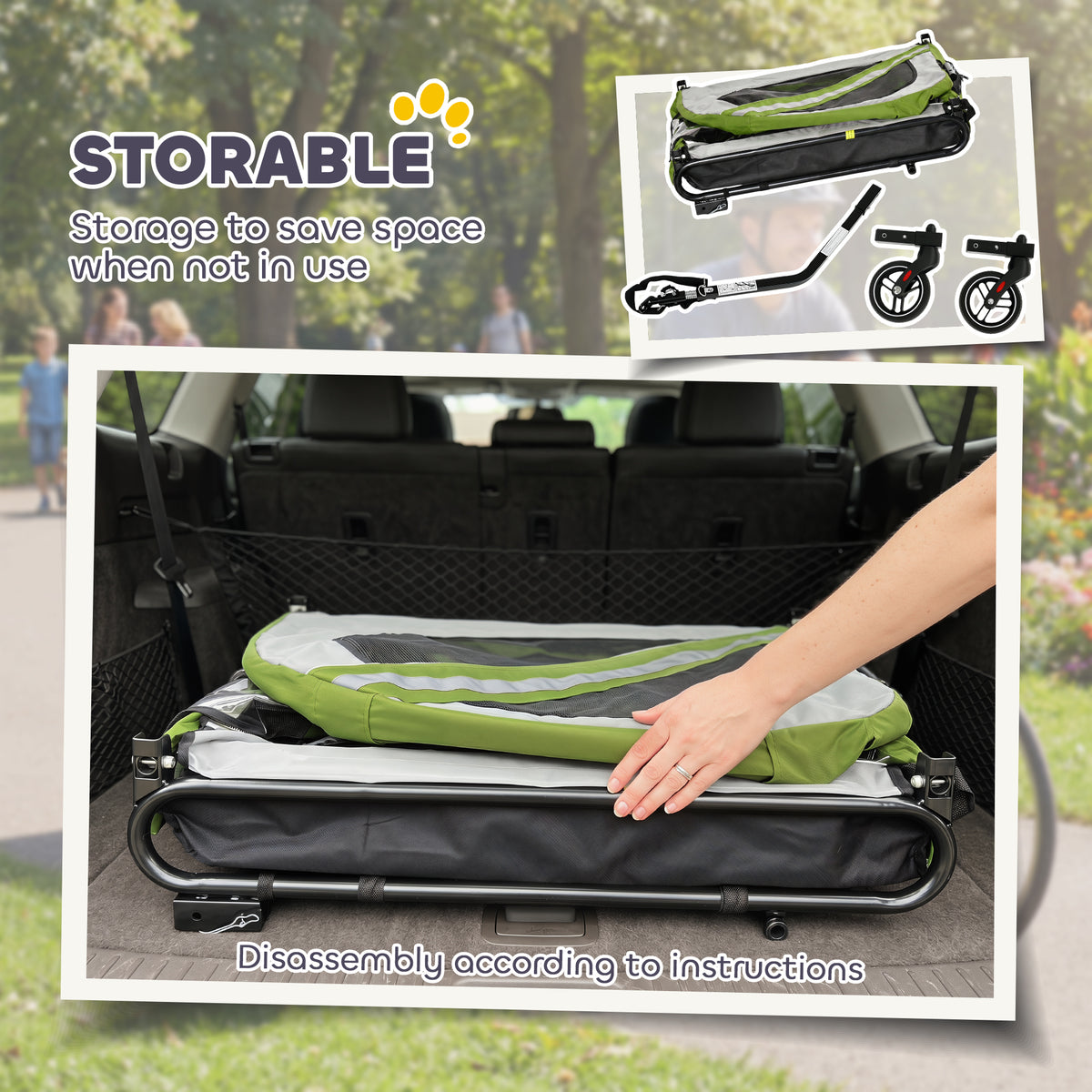 2-in-1 Dog Bike Trailer and Pet Stroller - Green Medium-Dogs-DECOROLALA
