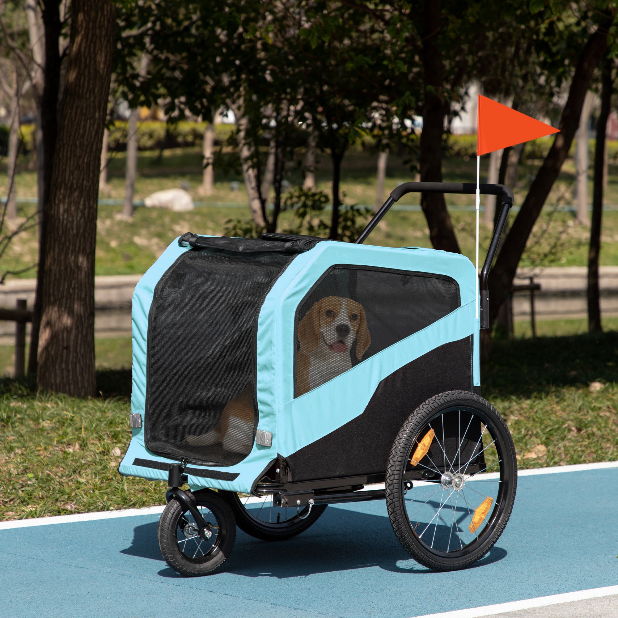 2-in-1 Dog Bike Trailer and Pet Stroller - Light Blue-DECOROLALA