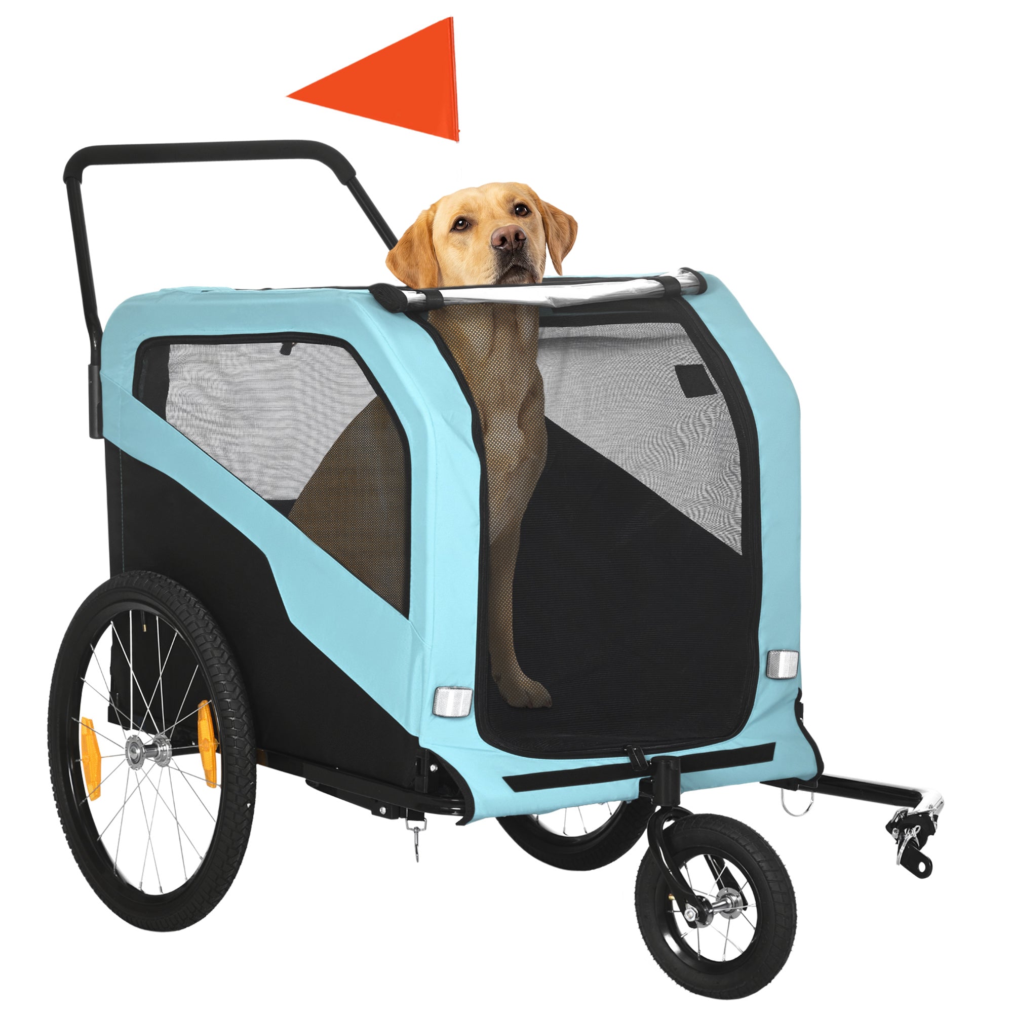 2-in-1 Dog Bike Trailer and Pet Stroller - Light Blue-DECOROLALA