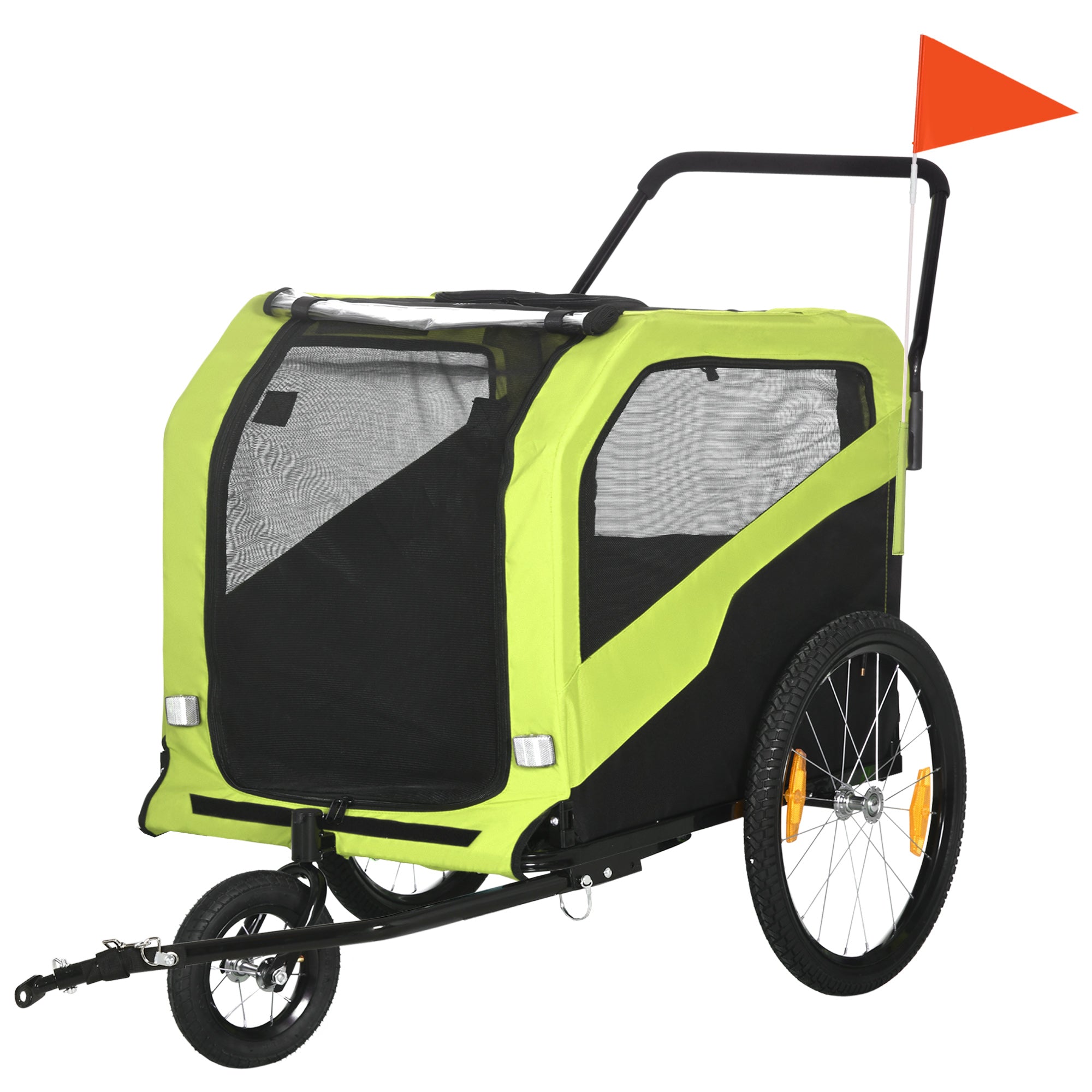 2-in-1 Dog Bike Trailer and Stroller for Large Dogs, Green-DECOROLALA