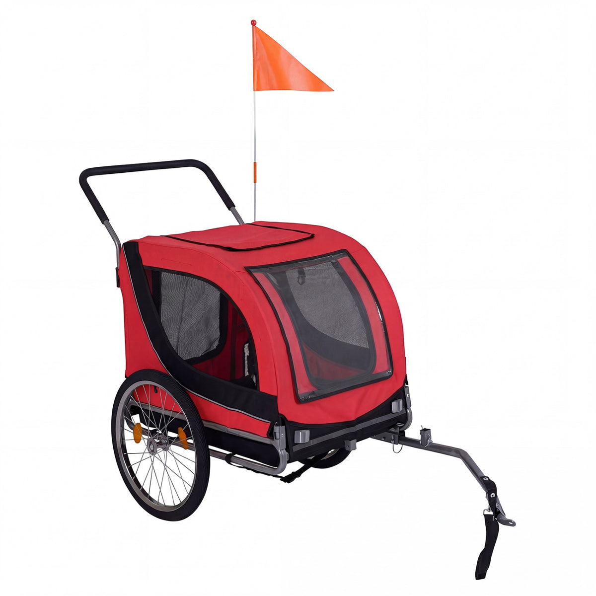 2-in-1 Dog Bike Trailer with Universal Bicycle Coupler-Red-Dog Supplies-DECOROLALA