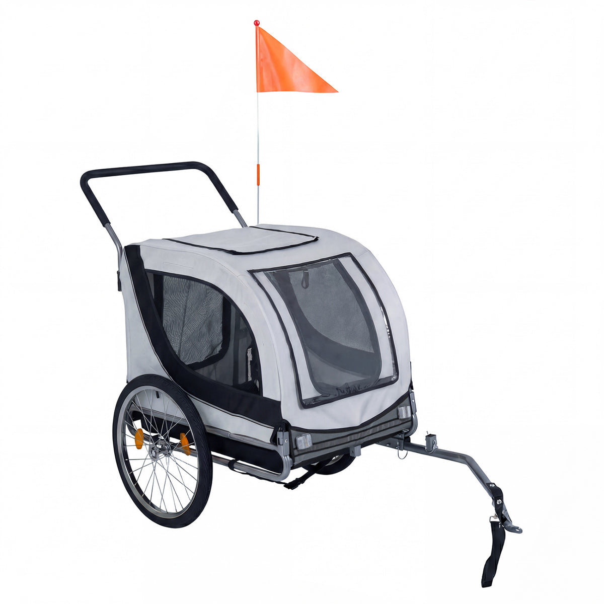 2-in-1 Dog Bike Trailer with Universal Bicycle Coupler-White-Dog Supplies-DECOROLALA