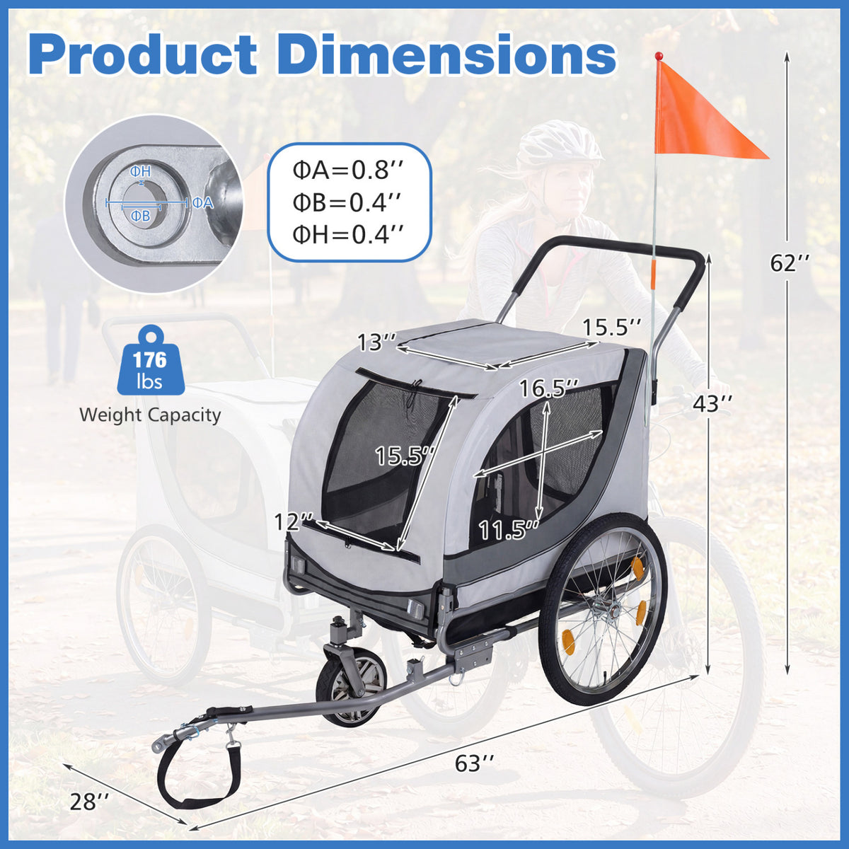 2-in-1 Dog Bike Trailer with Universal Bicycle Coupler-White-Dog Supplies-DECOROLALA