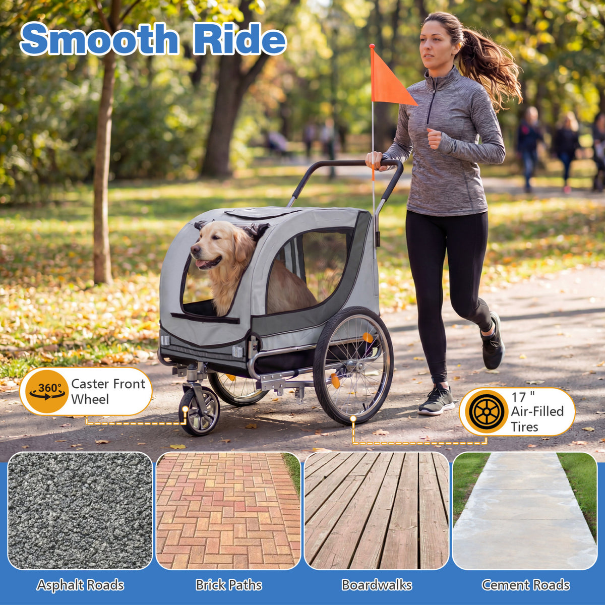 2-in-1 Dog Bike Trailer with Universal Bicycle Coupler-White-Dog Supplies-DECOROLALA